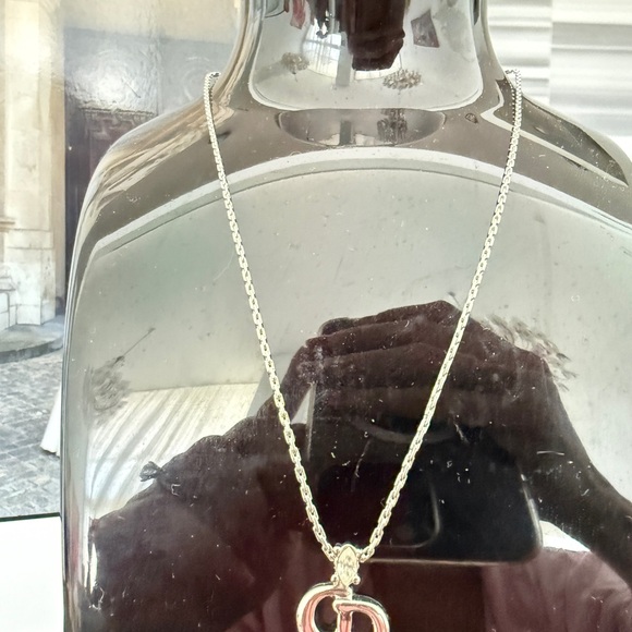 LOT 2225 rhodium plated Christian Dior CD Pendant Necklace - Picture 6 of 8